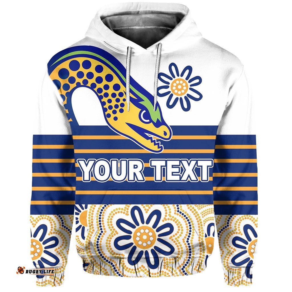 custom personalised eels rugby hoodie indigenous parramatta newest white