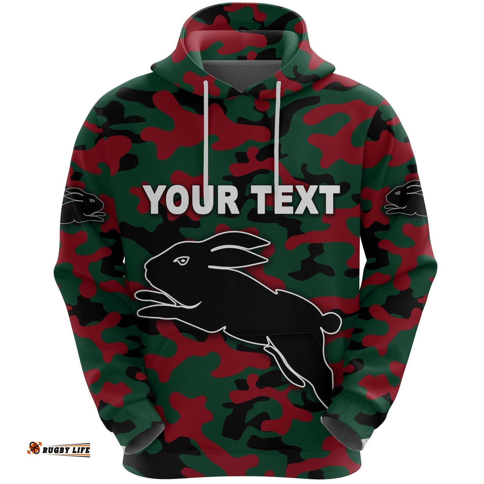 custom personalised south sydney rabbitohs hoodie anzac day camouflage vibes