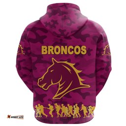 custom personalised brisbane broncos hoodie anzac day camouflage vibes maroon