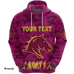 custom personalised brisbane broncos hoodie anzac day camouflage vibes maroon
