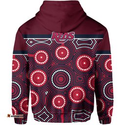 Custom Personalised Reds Rugby Australian Hoodie Simple Indigenous Queensland