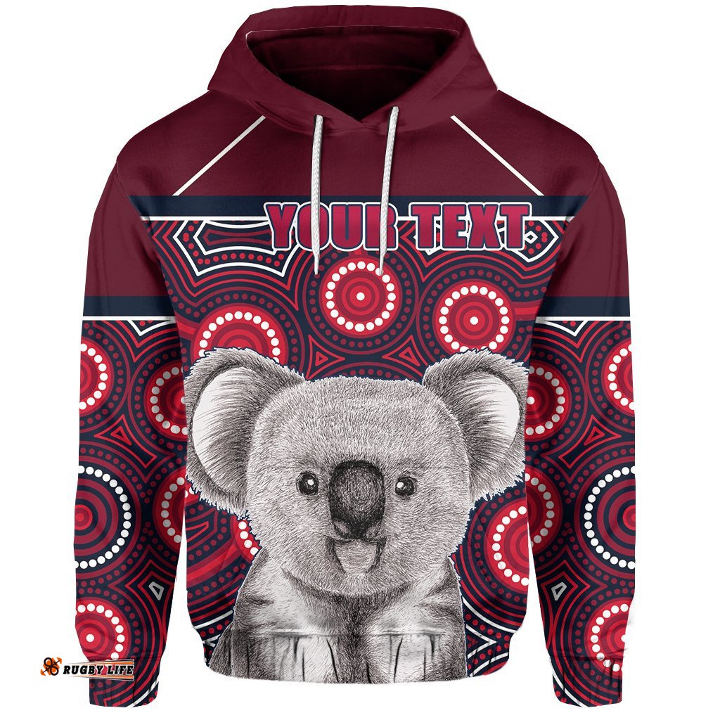 Custom Personalised Reds Rugby Australian Hoodie Simple Indigenous Queensland