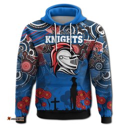 custom personalised knights hoodie newcastle anzac day aboriginal