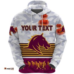 custom personalised brisbane broncos hoodie anzac day simple style white