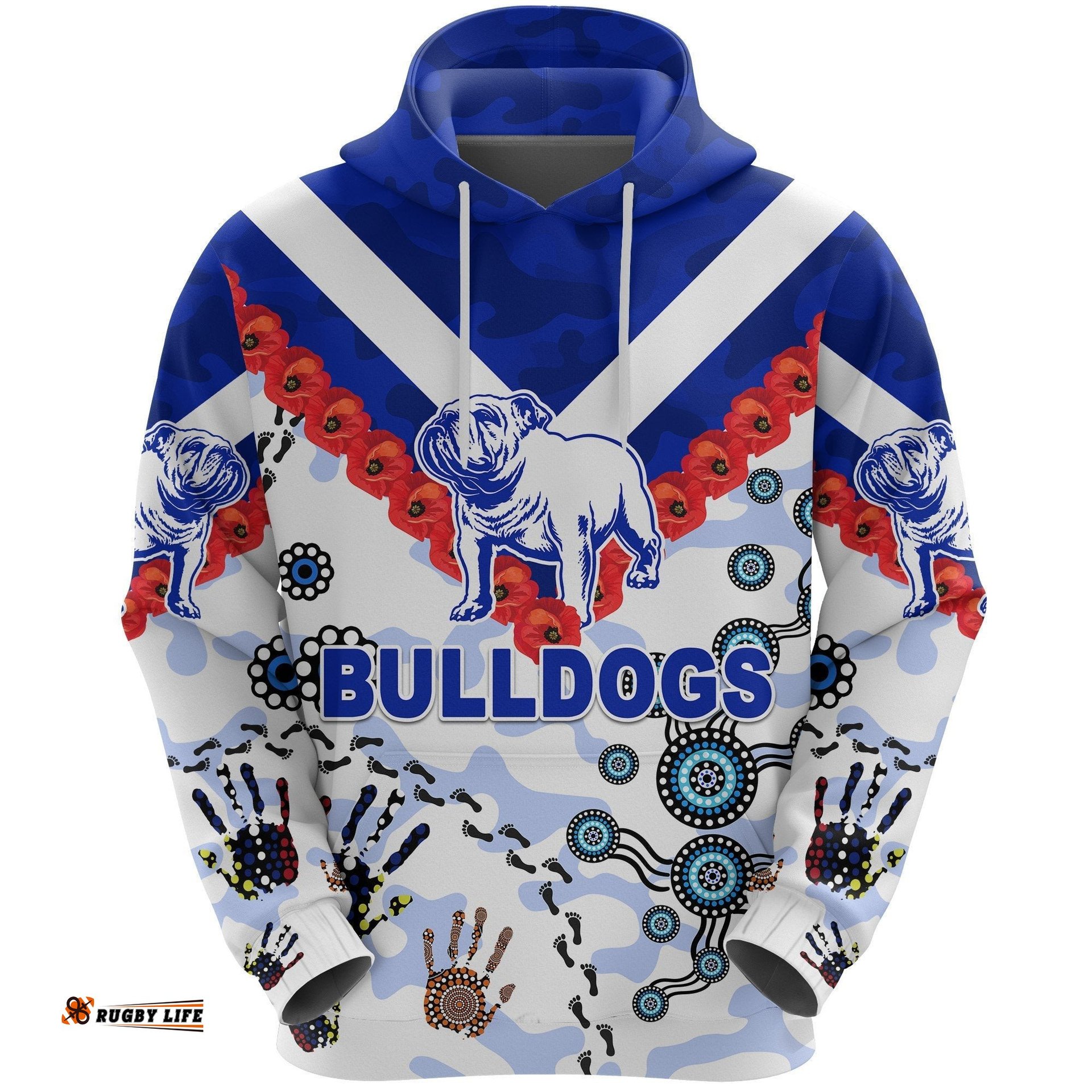 canterbury bankstown bulldogs hoodie anzac day indigenous