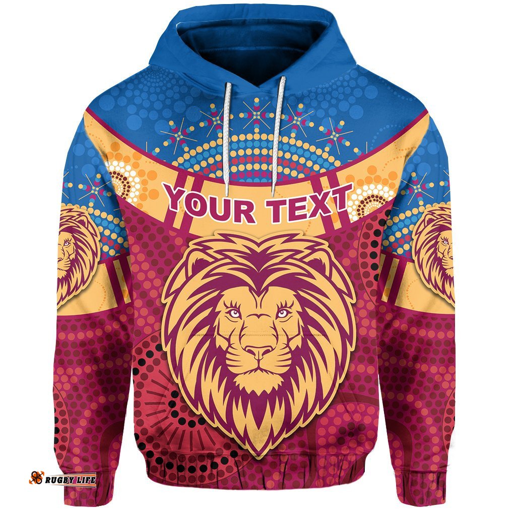 Custom Personalised Brisbane Indigenous Hoodie Proud Lions