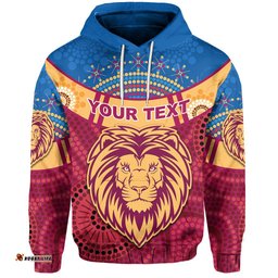 Custom Personalised Brisbane Indigenous Hoodie Proud Lions