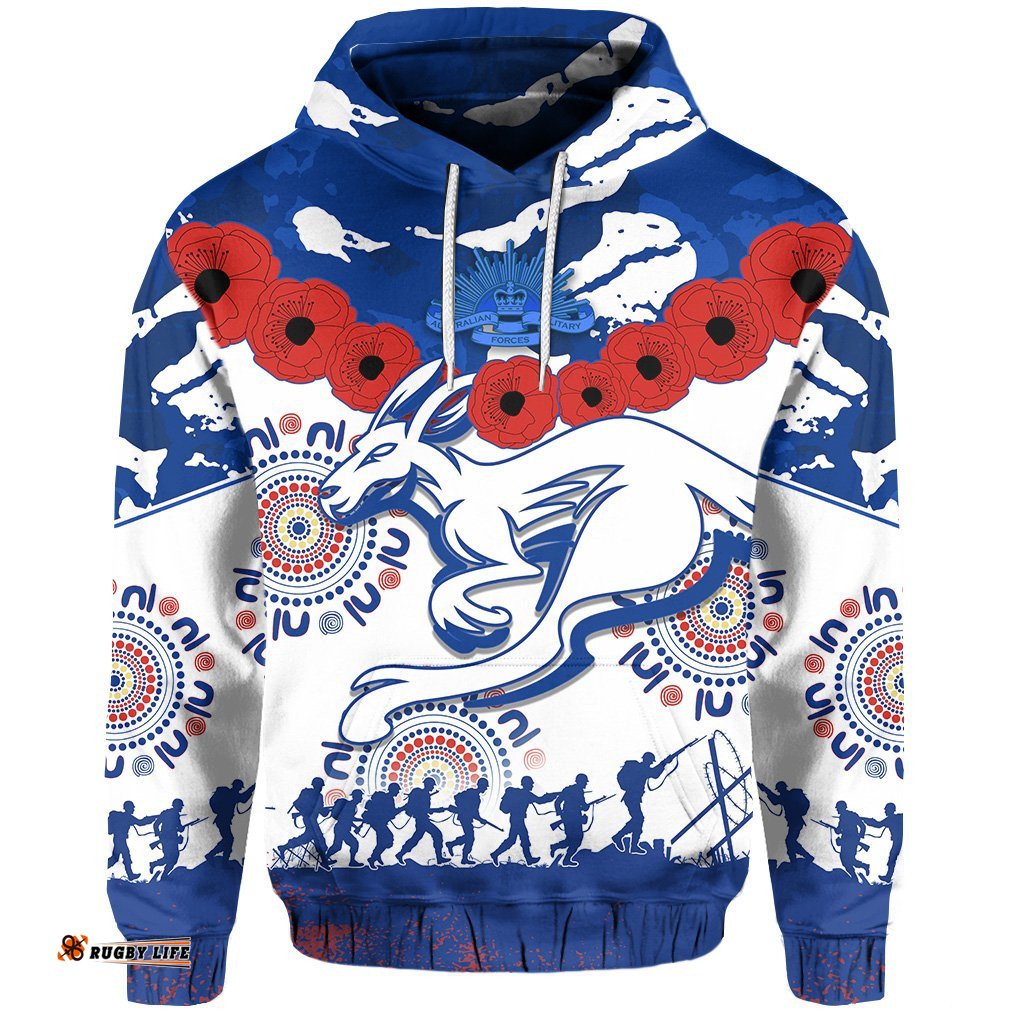 Kangaroos Remembrance ANZAC Day Hoodie Indigenous North Melbourne