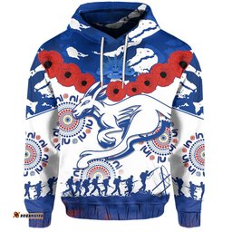 Kangaroos Remembrance ANZAC Day Hoodie Indigenous North Melbourne