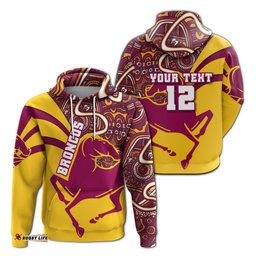 custom personalised brisbane broncos hoodie broncos indigenous style rainbow