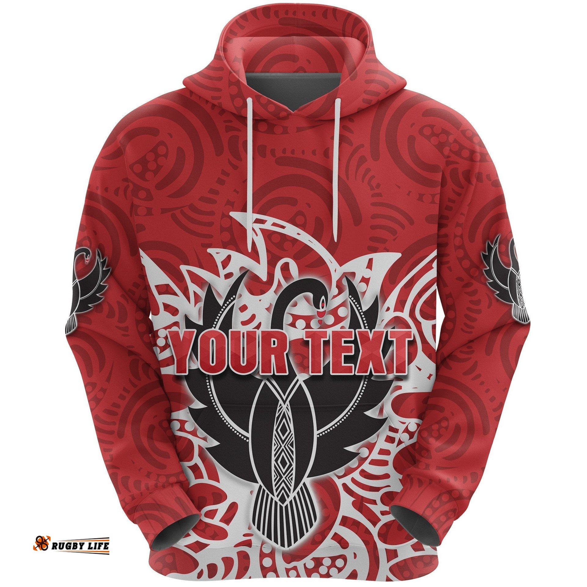 Custom Personalised Sydney Hoodie Simple Indigenous Swans