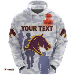 custom personalised brisbane broncos hoodie anzac day camouflage vibes purple
