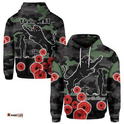custom personalised panthers anzac day hoodie simple poppy