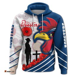 Australia Roosters Hoodie ANZAC Day Three Tiles Style
