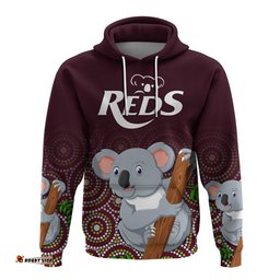 Custom Personalised Reds Indigenous Rugby Hoodie Koala