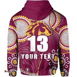 custom personalised broncos indigenous hoodie brisbane strong custom text and number