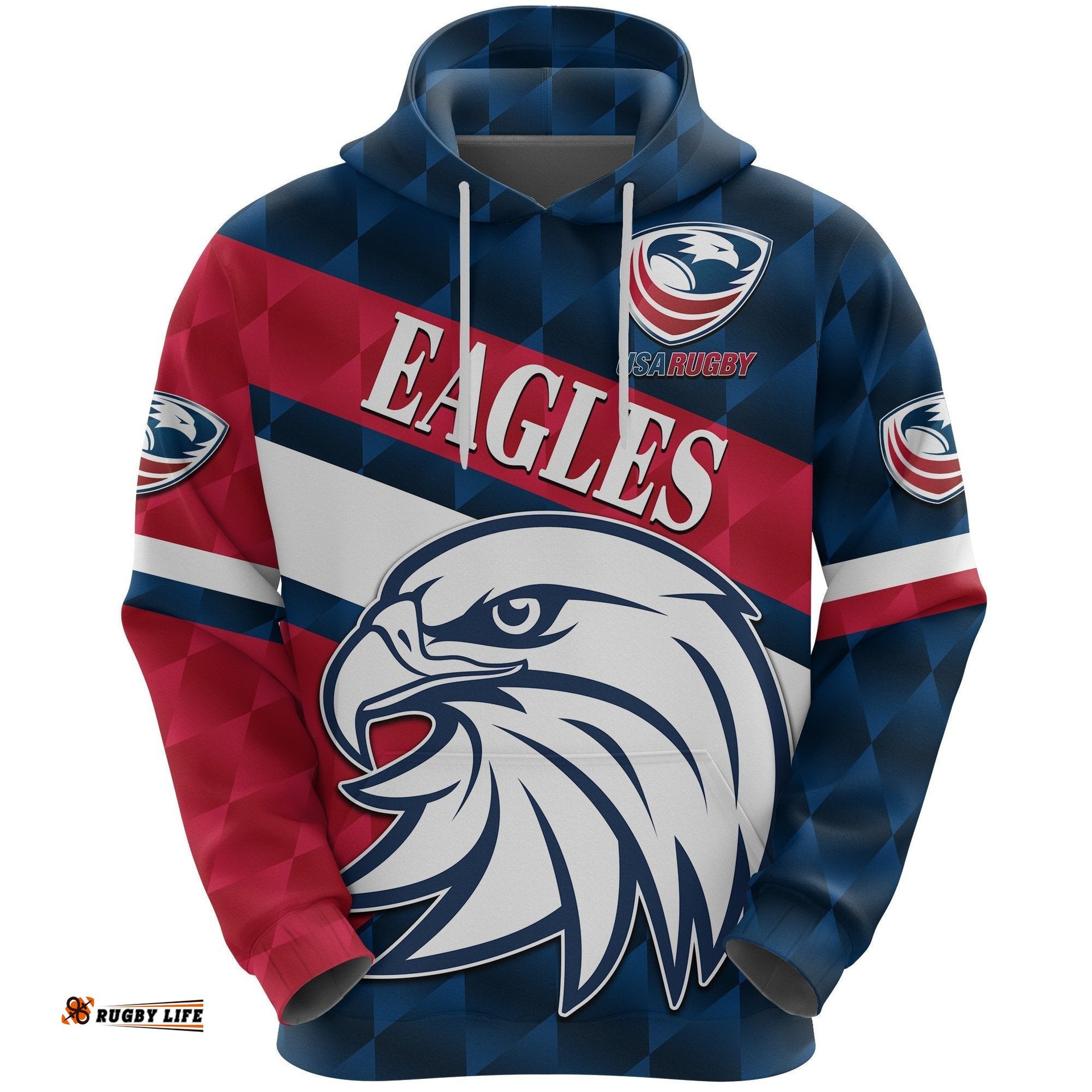 USA Rugby Hoodie Eagles Sporty Style