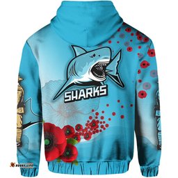 anzac sharks hoodie cronulla lest we forget