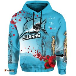 anzac sharks hoodie cronulla lest we forget