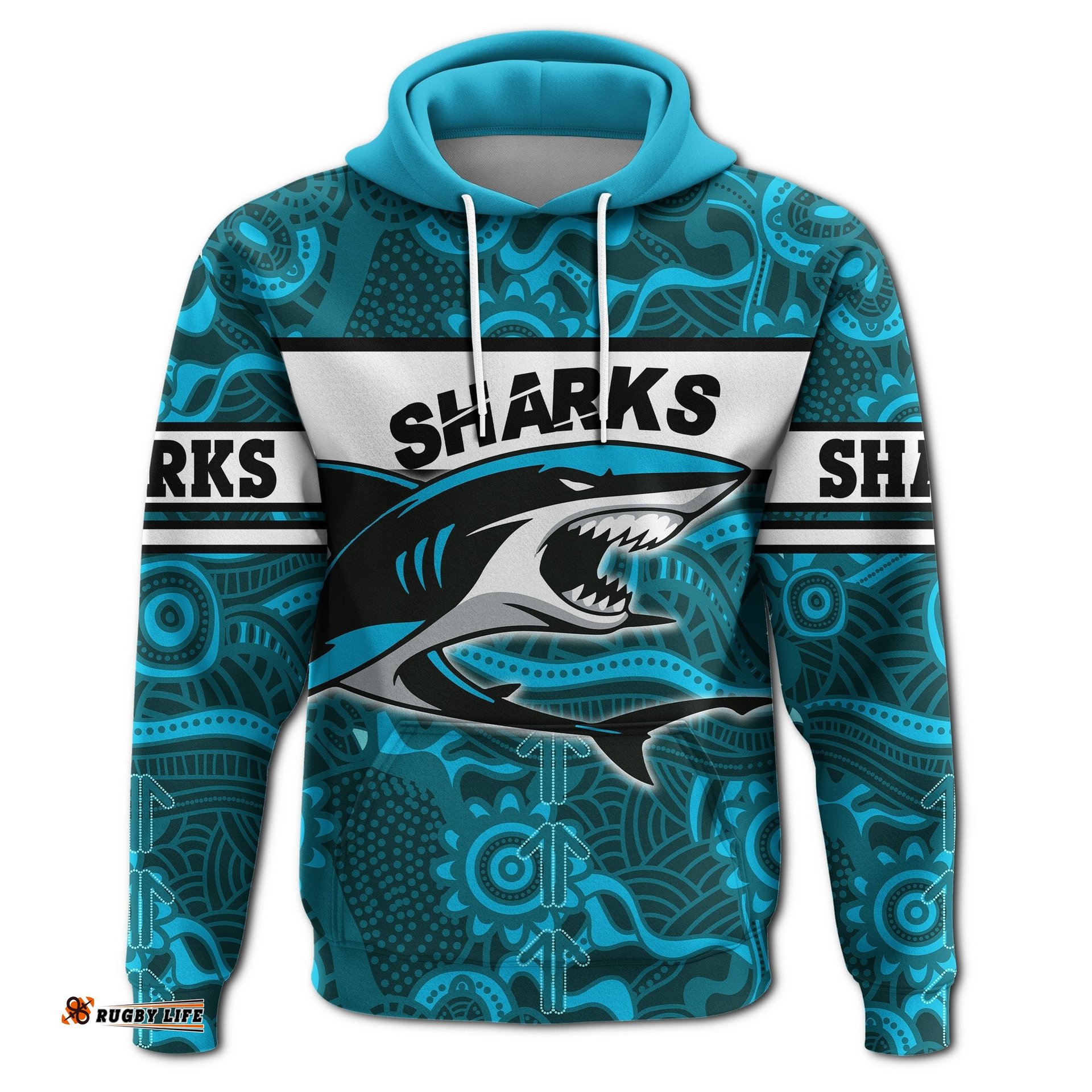 sharks hoodie cronulla aboriginal power style