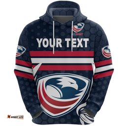 Custom Personalised USA Rugby Hoodie Eagles Simple Style Full Navy