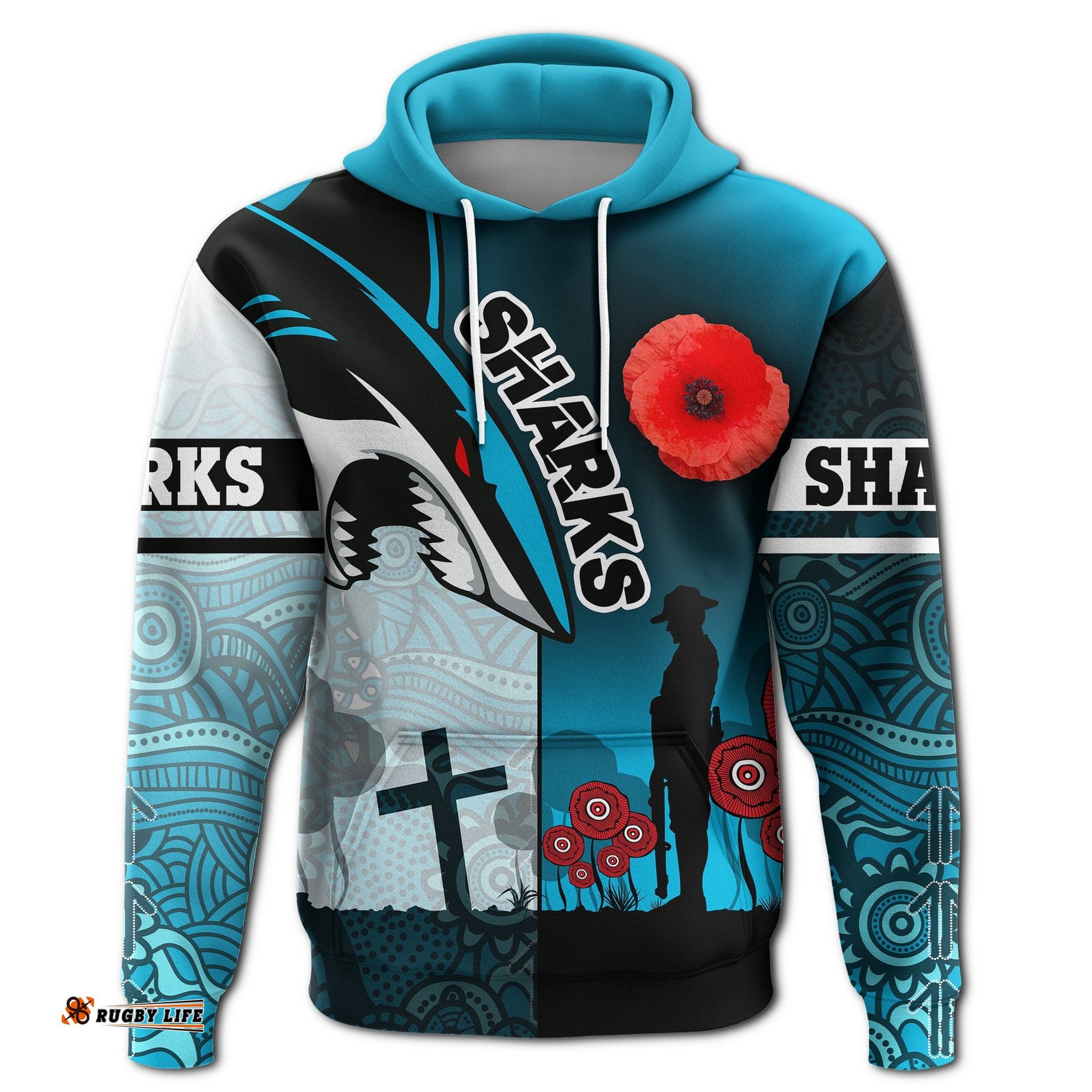 sharks hoodie cronulla anzac day