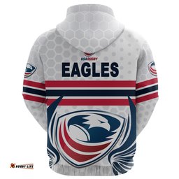 USA Rugby Hoodie Eagles Simple Style White