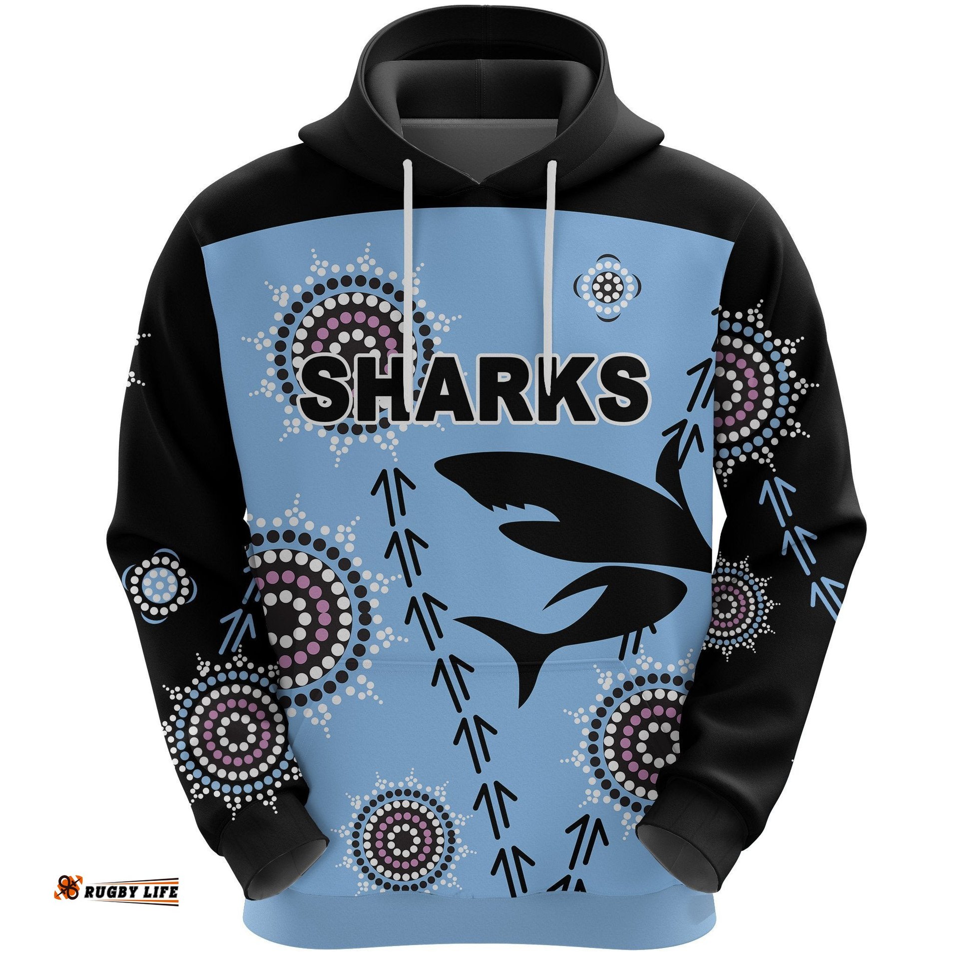 cronulla hoodie sharks simple indigenous blue