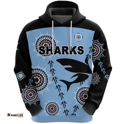 cronulla hoodie sharks simple indigenous blue