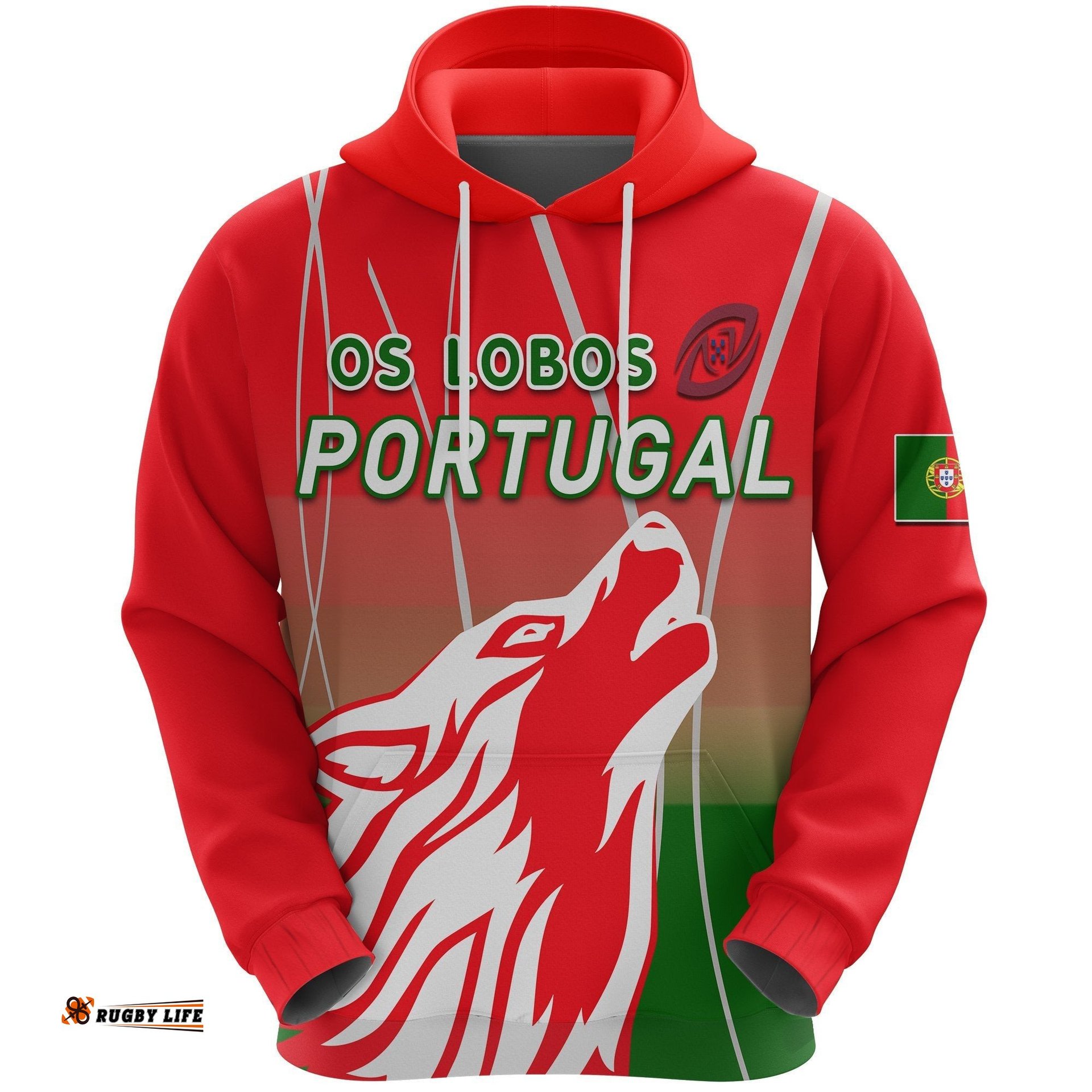 Portugal Rugby Hoodie Wolf Os Lobos