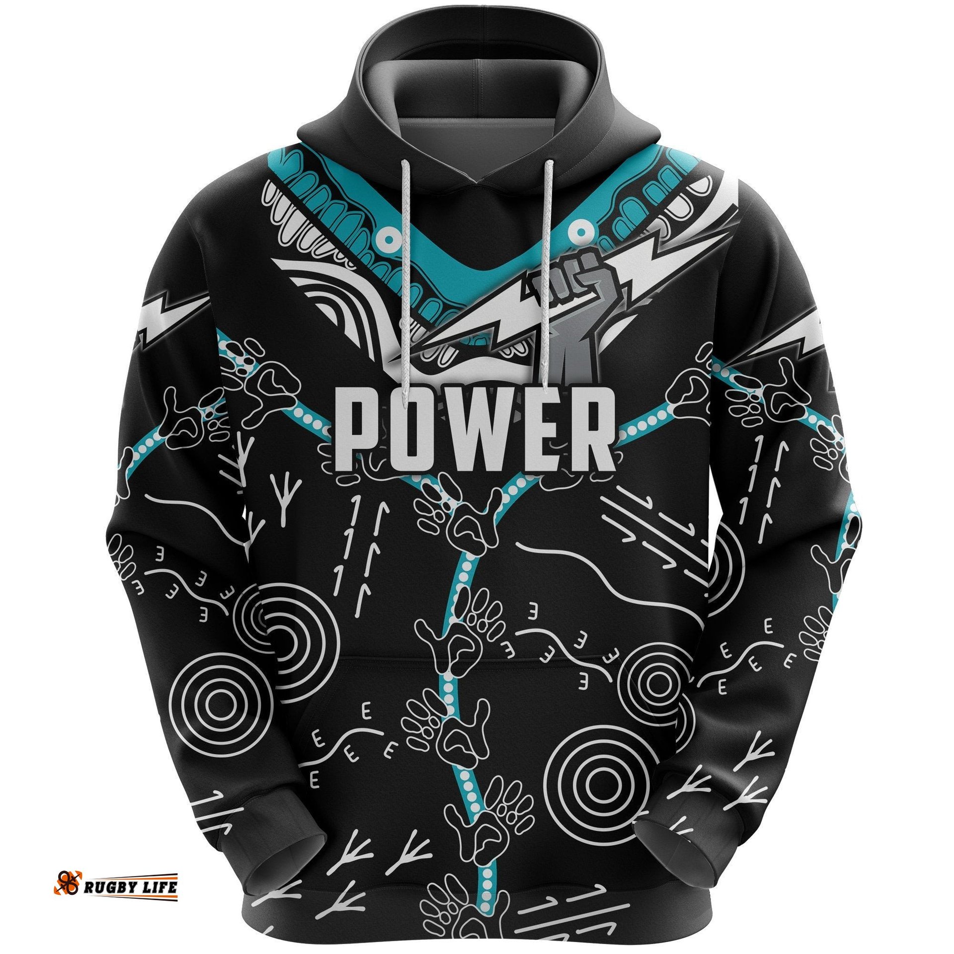 port adelaide hoodie power indigenous black