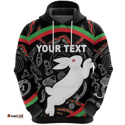 custom personalised rabbitohs hoodie indigenous mystery vibes
