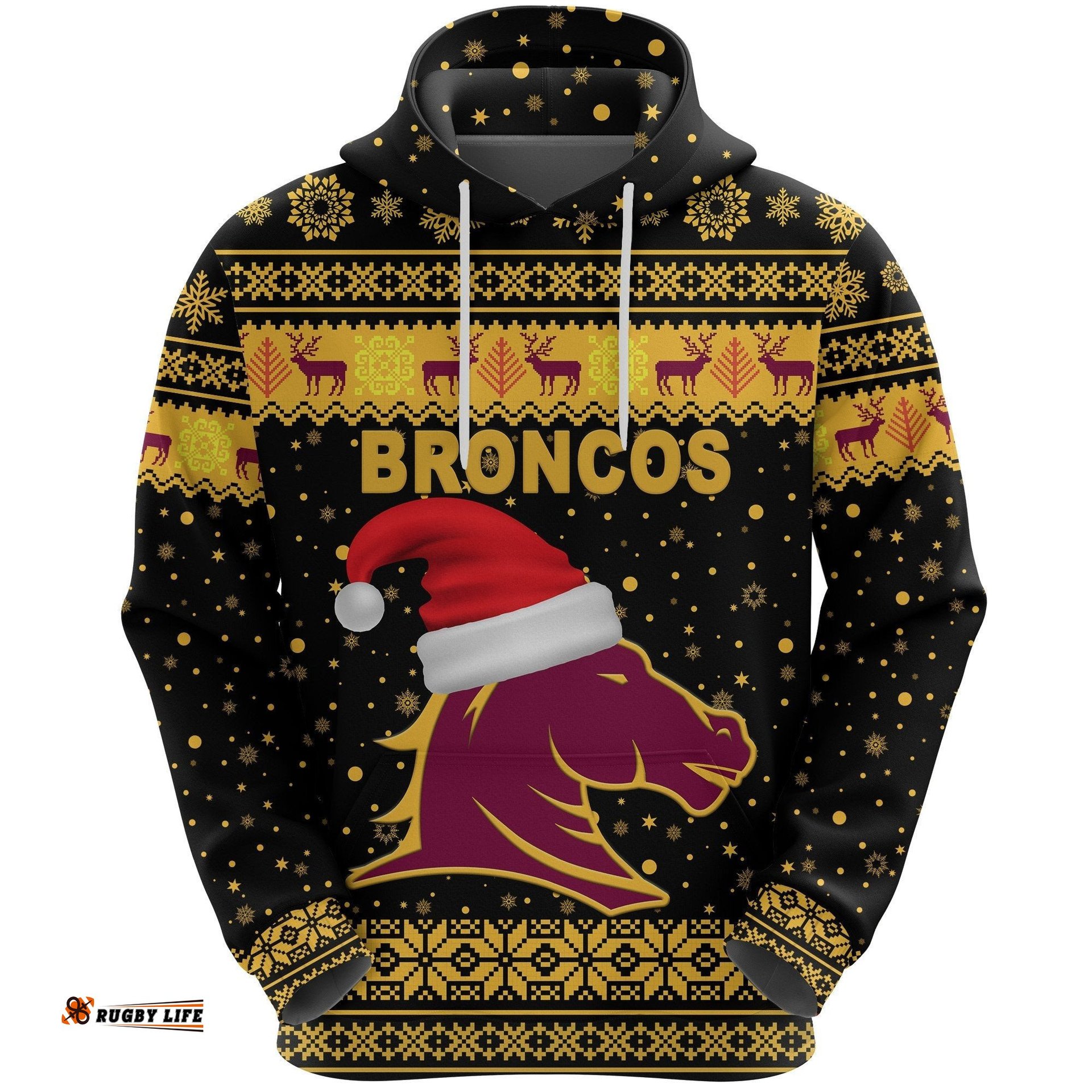 brisbane hoodie broncos christmas unique vibes black