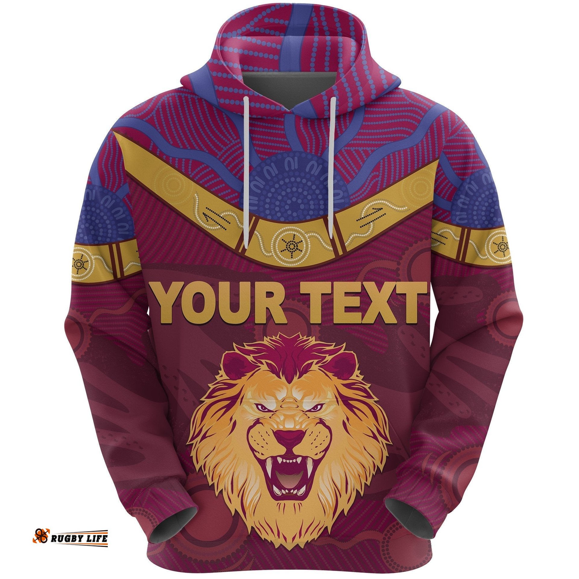 Custom Personalised Brisbane Lions Hoodie Unique Indigenous