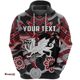 Custom Personalised Dragons Hoodie St. George Indigenous Black