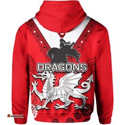 Custom Personalised St. George Illawarra Dragons Hoodie Aboriginal Red