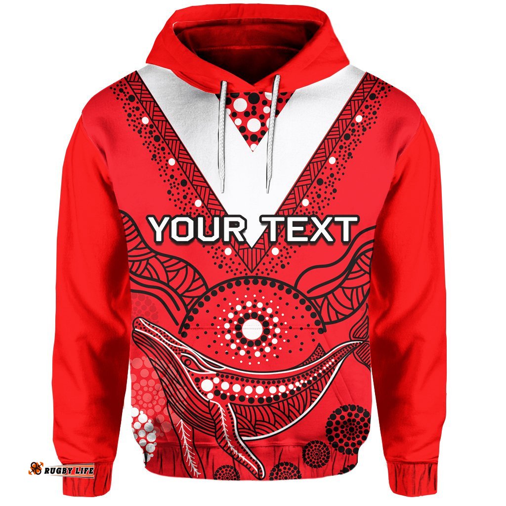 Custom Personalised St. George Illawarra Dragons Hoodie Aboriginal Red