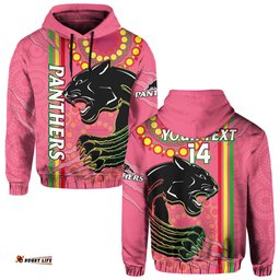 custom text and number panthers rugby hoodie the mountain men aboriginal art dynamic pink version