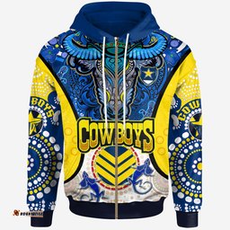 cowboys rugby indigenous hoodie custom tribal cows with aboriginal culture hoodie