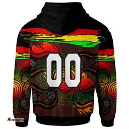 panthers rugby hoodie custom panther with aboriginal style of dot painting personalised player and number hoodie