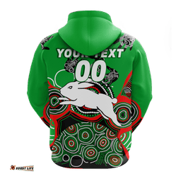 custom personalised rabbitohs rugby aboriginal art hoodie