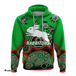 custom personalised rabbitohs rugby aboriginal art hoodie