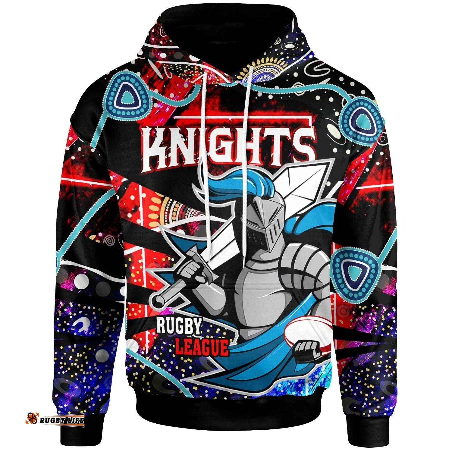 knights rugby hoodie custom knights rugby league team with aboriginal culture player and number hoodie