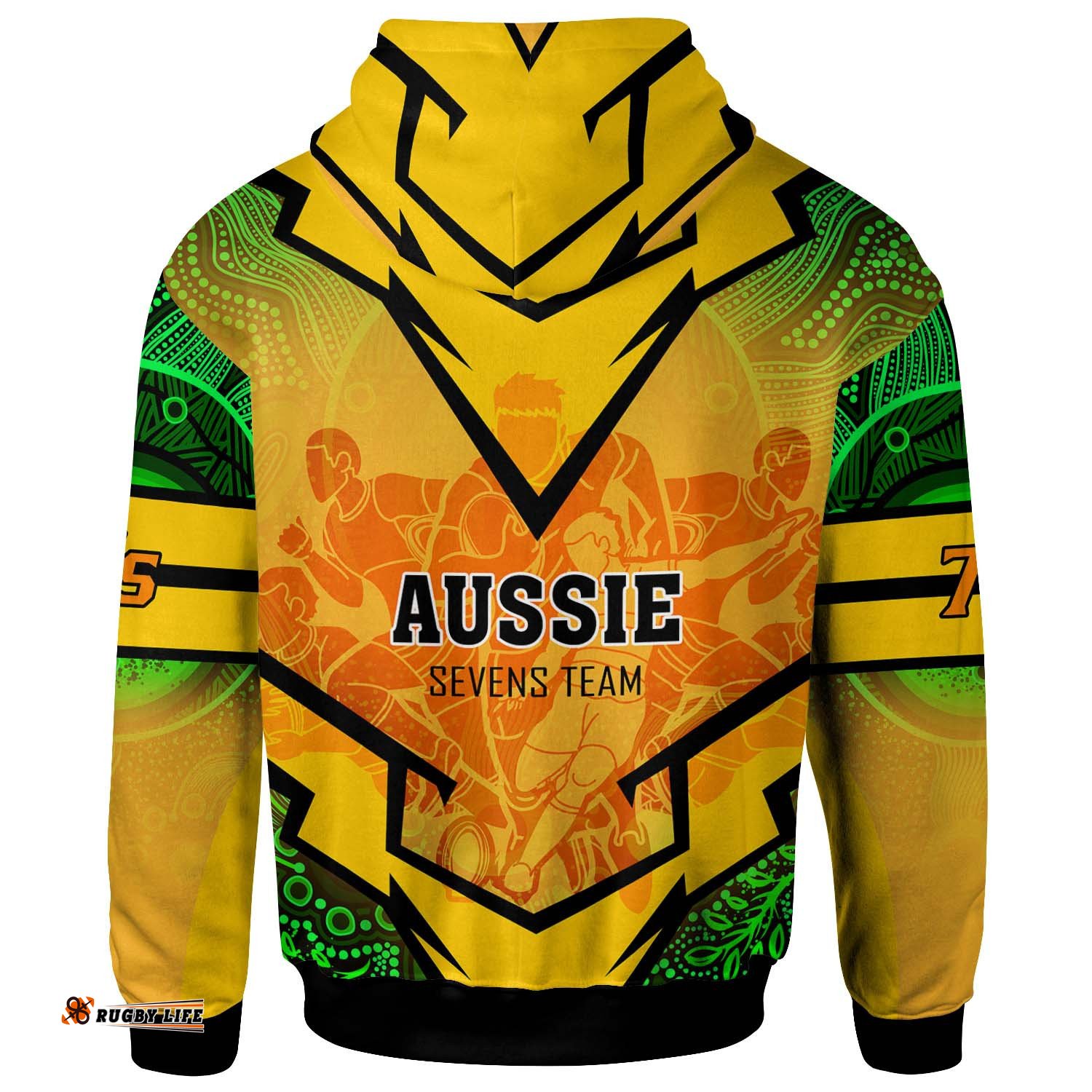 australia national rugby sevens team hoodie custom aussie 7s team coat of arms rugby championship aboriginal player and number hoodie