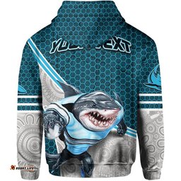 custom personalised sharks rugby hoodie mix aboriginal simple