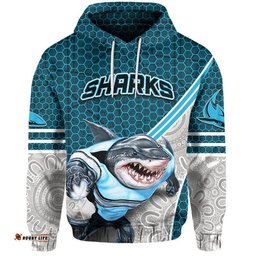custom personalised sharks rugby hoodie mix aboriginal simple