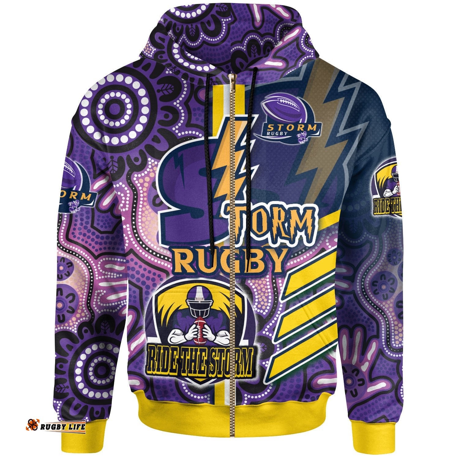 storm rugby hoodie custom storm rugby ball aboriginal indigenous sport style hoodie