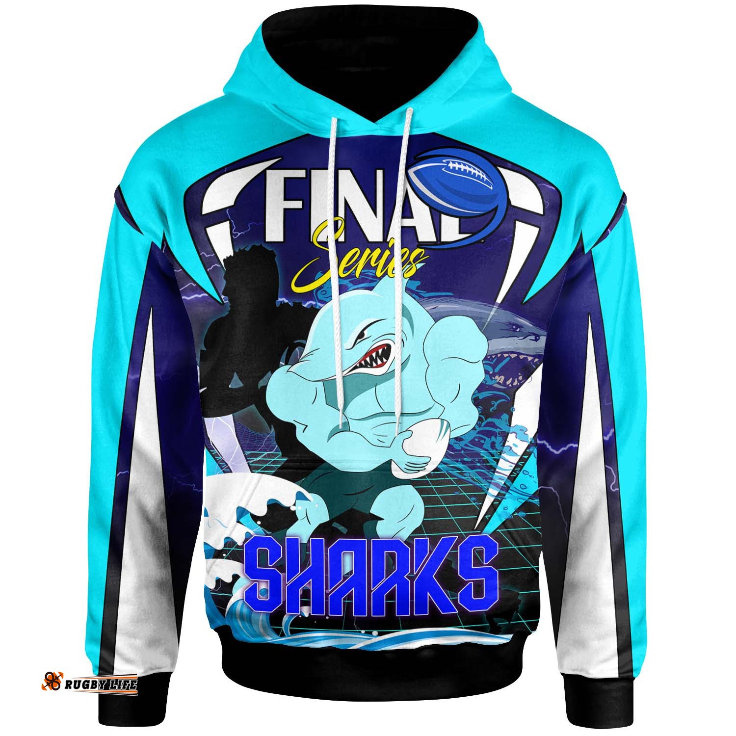 sharks rugby hoodie custom final series champions sharks rugby league player and number hoodie