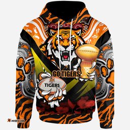 tigers premierships rugby hoodie custom "go tigers" champion claw scratch aboriginal culture hoodie