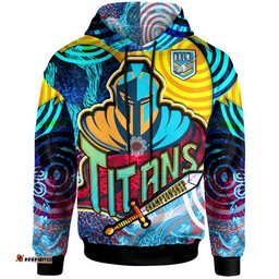 nrlw titans rugby hoodie custom titans womens rugby league aboriginal dot painting player and number woman hoodie